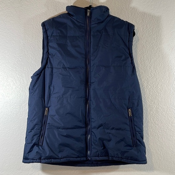 Vigo Navy Blue Front Zip Vest 100% Nylon Zip Pockets Size 2XL - Picture 1 of 8